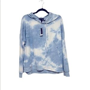 NWT Derek Heart Brunerra Blue Tie Dye Hoodie Sweatshirt